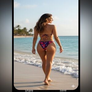 Floral Bikini Set in Red and Purple